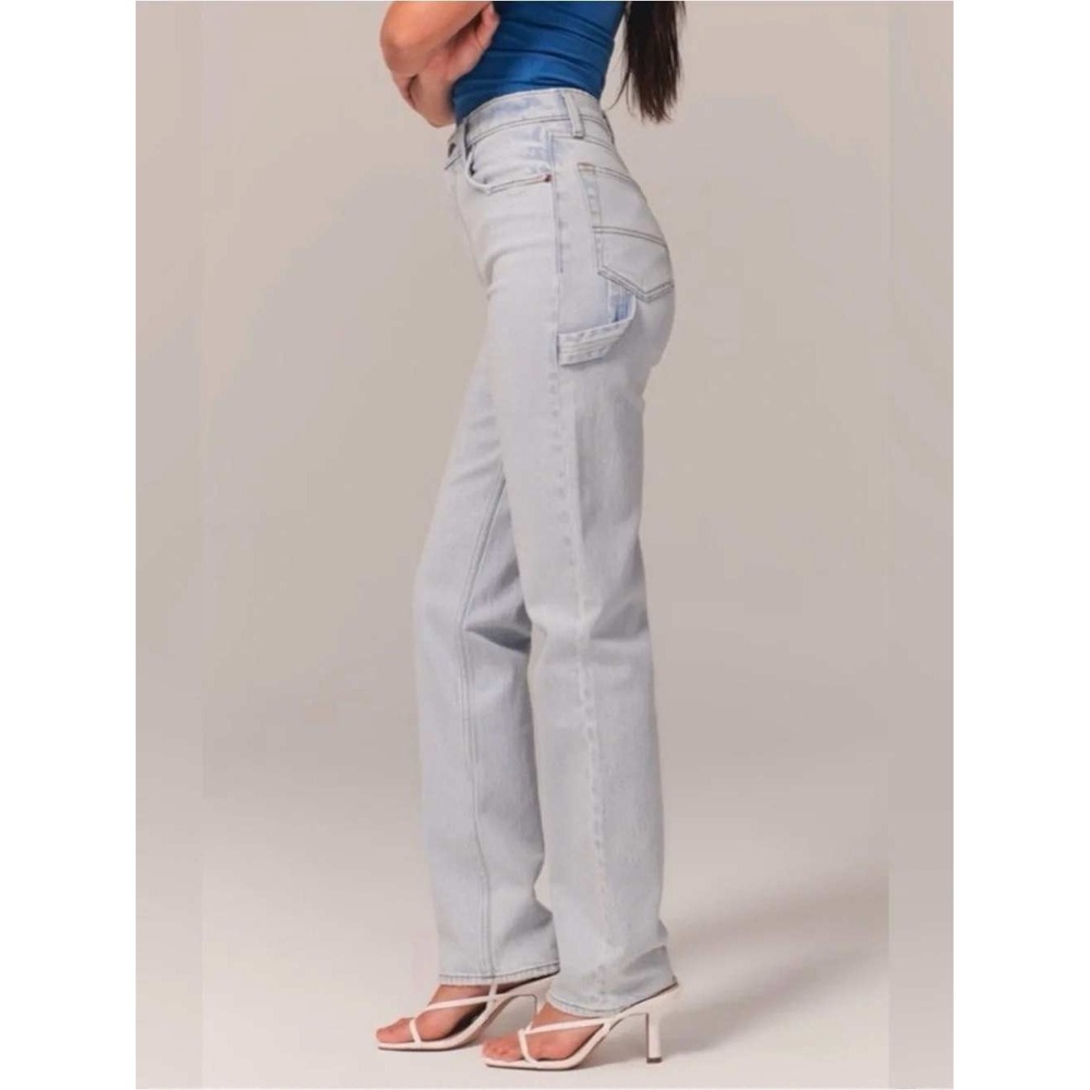 Abercrombie & Fitch Carpenter Jeans Women 33/16 Light Blue Curve Love 90 Utility